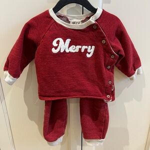 Red 'Merry' Button-Up Baby Outfit